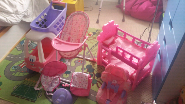 doll bed high chair and swing set